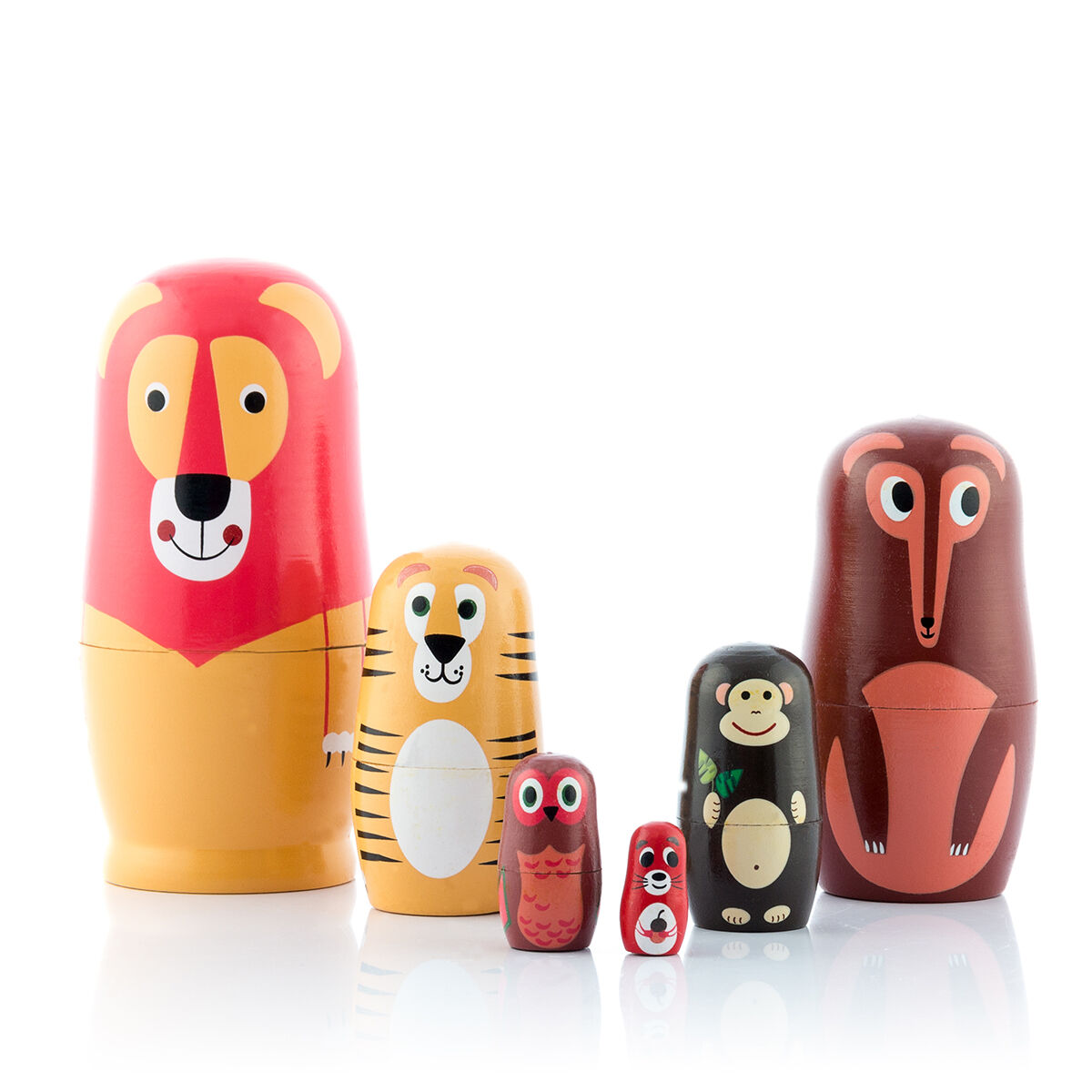Matryoshka dyrefigurer i træ Funimals InnovaGoods 11 Dele